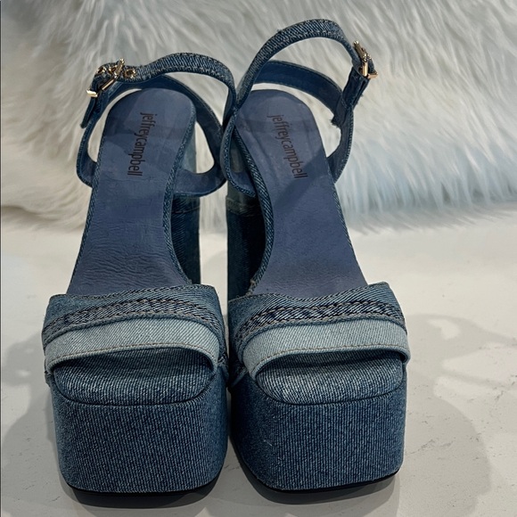 NWOT Jeffrey Campbell Denim Platform Sandals High Heels -Size 5 - Fits like 5.5 main image 2